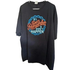 FRUIT OF THE LOOM BLACK TEE SIZE 3X SAYING IF I DONT REMEMBER IT DIDNT HAPPEN